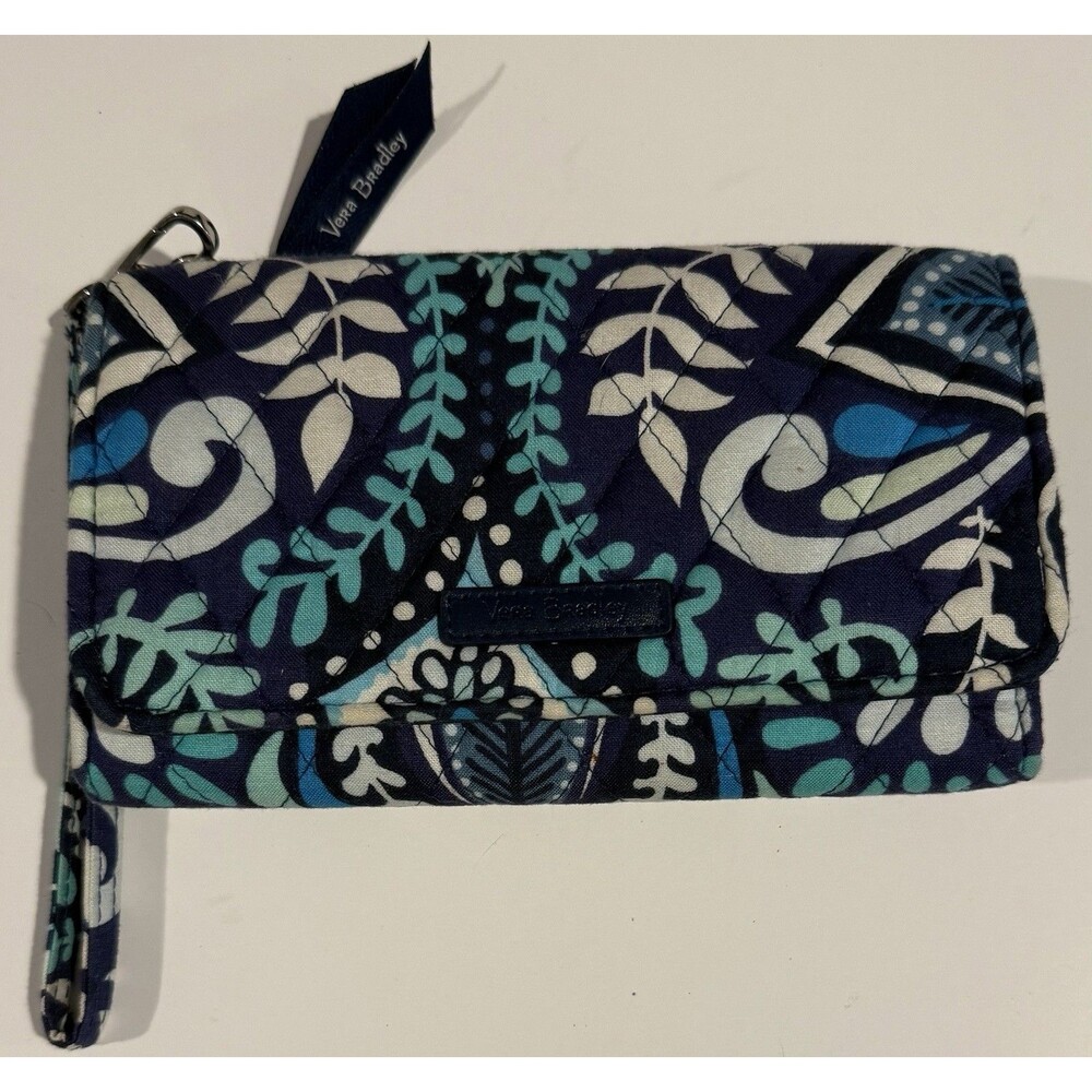 Vera Bradley Blue Island Medallion RFID Tech Wristlet Wallet